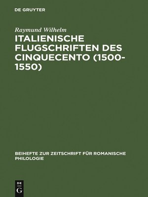 cover image of Italienische Flugschriften des Cinquecento (1500-1550)